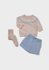 3-Piece Knit Set - Brown/Blue