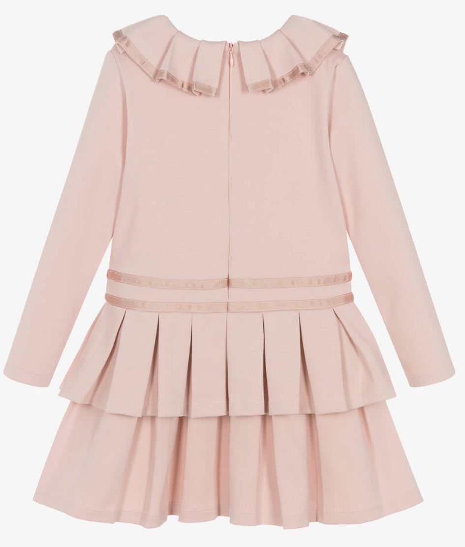 Knit Pink Pleated Drop Waist Dress – Children's Edit