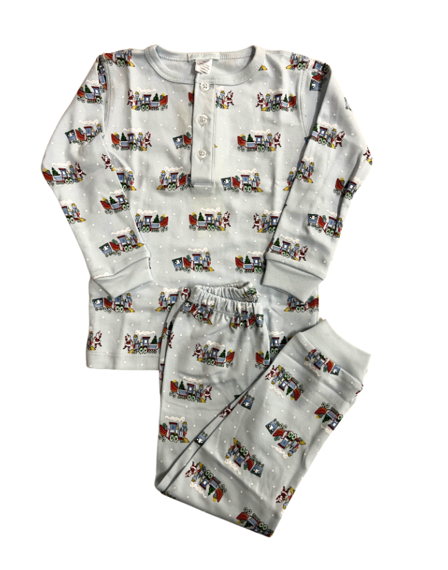 Christmas Train 2 Piece Pajamas Blue